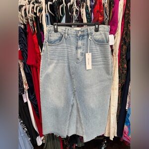 DRIFTWOOD Light Blue Denim Midi Skirt